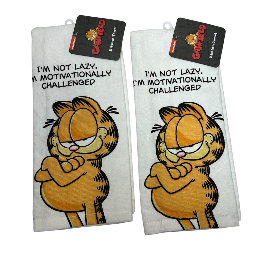 Nickelodeon Garfield Cotton White Yellow Black Cartoon Kitchen towel 16x26